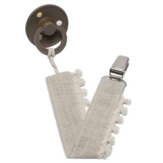 Hi Little One zawieszka do smoczka BOHO LEO Beige Pom Pom Mimisia.pl