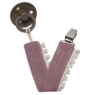 Hi Little One zawieszka do smoczka BOHO LEO Mauve Pom Pom Mimisia.pl