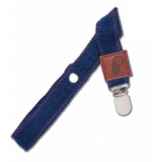 Hi Little One zawieszka do smoczka organiczny BIO muślin Navy Mimisia.pl