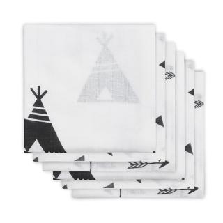 Jollein 6 pieluszek niemowlęcych Hydrophlic 70x70 cm Indianie INDIANS Black  White Mimisia.pl