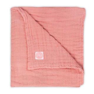 Jollein kocyk do wózka fotelika i kołyski muślinowy 100x75 cm Coral Pink Mimisia.pl