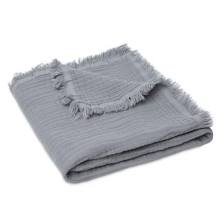 Jollein kocyk do wózka fotelika i kołyski muślinowy 100x75 cm FRINGE Storm Grey Mimisia.pl