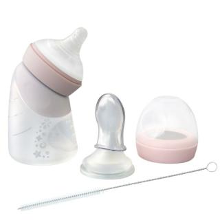 Marcus  Marcus silikonowa butelka antykolkowa dla Noworodka z łyżeczką 2w1 120 ml Pink Mimisia.pl