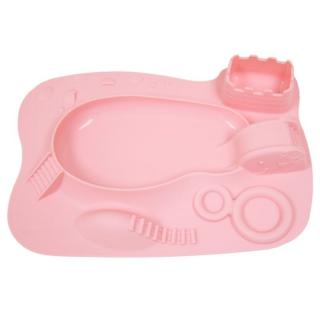 Marcus  Marcus silikonowy talerzyk 3D z podkładką PLAC ZABAW Pink Pokey Mimisia.pl