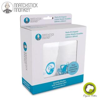 Matchstick Monkey 2 otulacze z organicznej BIO bawełny z gryzakiem silikonowym Blue Mimisia.pl