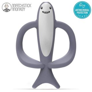 Matchstick Monkey gryzak silikonowy sensoryczny z mini szczoteczką Animals Shark Mimisia.pl