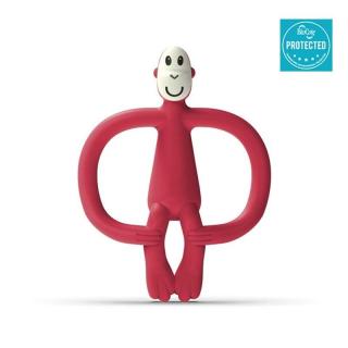 Matchstick Monkey gryzak silikonowy sensoryczny ze szczoteczką BioCote Velvet Red Mimisia.pl