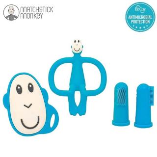 Matchstick Monkey zestaw do higieny jamy ustnej niemowlaka 4 szt Monkey Blue Mimisia.pl