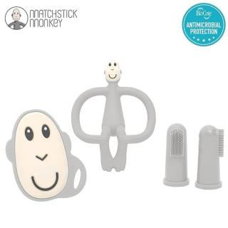 Matchstick Monkey zestaw do higieny jamy ustnej niemowlaka 4 szt Monkey Grey Mimisia.pl