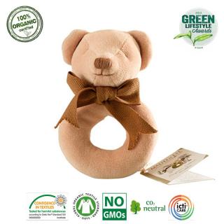 Maud N Lil Grzechotka organiczna miękka z BIO bawełny GOTS Cubby the Teddy Ring Rattle Mimisia.pl