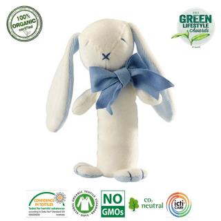 Maud N Lil Grzechotka organiczna miękka z BIO bawełny GOTS Oscar The Bunny Stick Rattle Mimisia.pl