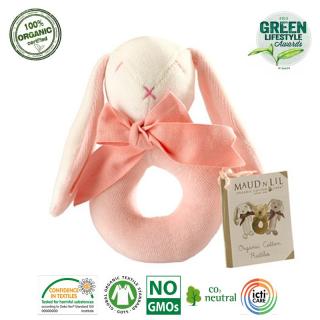 Maud N Lil Grzechotka organiczna miękka z BIO bawełny GOTS Rose the Bunny Ring Rattle Mimisia.pl
