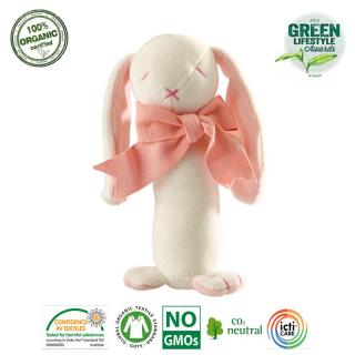 Maud N Lil Grzechotka organiczna miękka z BIO bawełny GOTS Rose The Bunny Stick Rattle Mimisia.pl