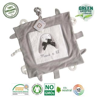 Maud N Lil Kocyk przytulanka z gryzakami z organicznej BIO bawełny GOTS Luxury Soft Play Blankie Mimisia.pl