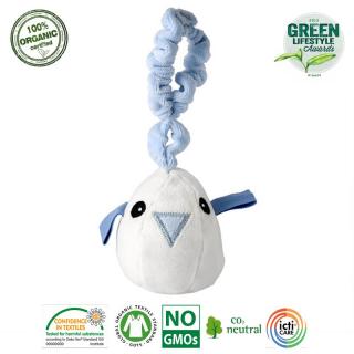 Maud N Lil Zawieszka ćwierkająca do wózka z BIO organicznej bawełny GOTS Tweet The Bird Blue Mimisia.pl