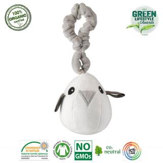 Maud N Lil Zawieszka ćwierkająca do wózka z BIO organicznej bawełny GOTS Tweet The Bird Grey Mimisia.pl