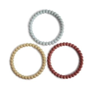 Mushie - 3 silikonowe bransoletki gryzaki PEARL Mellow Terracotta Periwinkle Mimisia.pl