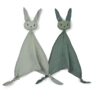 Nuuroo 2 przytulanki do usypiania niemowlaka z zapachem mamy BIO bawełna Króliczki BUNNY Light Green/Warm Green Mimisia.pl