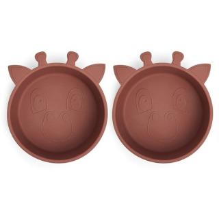 Nuuroo miseczki silikonowe dla niemowlaka 2 szt Giraf Mahogany Mimisia.pl