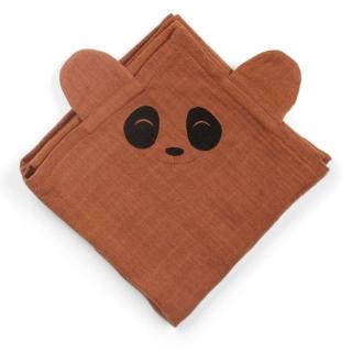 Nuuroo pieluszki dla noworodka 70x70 cm BIO muślinu 2 szt PANDA Caramel Cafe Mimisia.pl