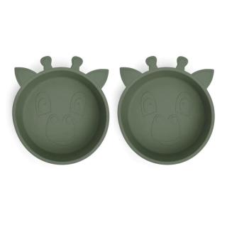Nuuroo silikonowe miseczki głębokie 2 szt GIRAF Dusty Green Mimisia.pl