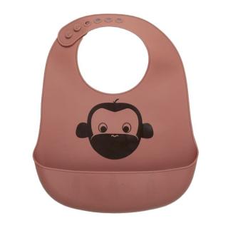Nuuroo śliniak silikonowy z kieszonką dla niemowlaka Monkey Mahogany Mimisia.pl