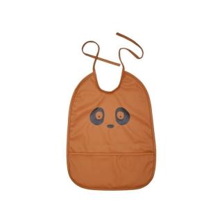 Nuuroo śliniak z kieszonką wodoodporny dla niemowlaka PANDA Caramel Cafe Mimisia.pl