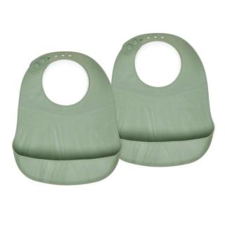 Nuuroo śliniaki silikonowe z kieszonką dla niemowlaka 2 szt Tex Light Green Mimisia.pl