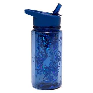 Petit Monkey - Bidon transparentny ze składanym ustnikiem GLITTER Night Blue Mimisia.pl