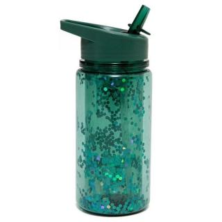 Petit Monkey - Bidon transparentny ze składanym ustnikiem GLITTER Salie Green Mimisia.pl