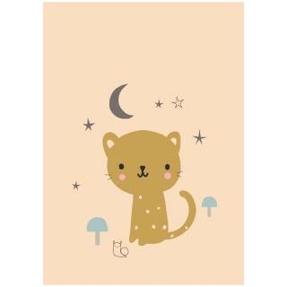 Petit Monkey - Poster Leopard pastel peach 42 x 29,7 cm Mimisia.pl