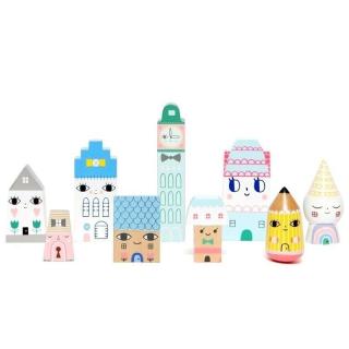 Petit Monkey - Suzy's City klocki domki drewniane 9 szt. Mimisia.pl