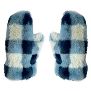 Rockahula Kids rękawiczki zimowe dla dziewczynki Furry Checked Blue 7-10 lat Mimisia.pl