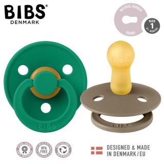 Topmark BIBS COLOUR 2-PACK DARK OAK  EVERGREEN M Smoczek Uspokajający kauczuk Hevea