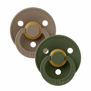 Topmark BIBS COLOUR 2-PACK DARK OAK  HUNTER GREEN M Smoczek Uspokajający kauczuk Hevea