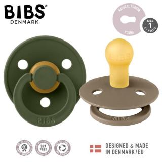 Topmark BIBS COLOUR 2-PACK DARK OAK  HUNTER GREEN S Smoczek Uspokajający kauczuk Hevea