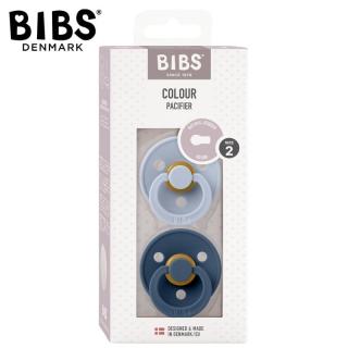 Topmark BIBS COLOUR 2-PACK DUSTY BLUE  STEEL BLUE M Smoczek Uspokajający kauczuk Hevea