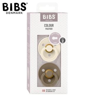 Topmark BIBS COLOUR 2-PACK IVORY  DARK OAK M Smoczek Uspokajający kauczuk Hevea