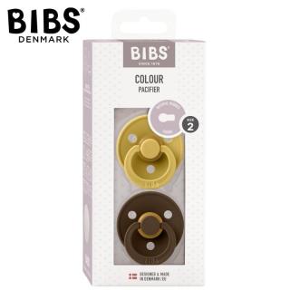 Topmark BIBS COLOUR 2-PACK MUSTARD  MOCHA M Smoczek uspokajający kauczuk Hevea