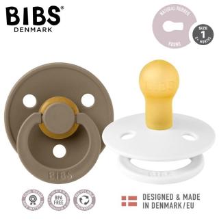 Topmark BIBS COLOUR 2-PACK WHITE  DARK OAK S Smoczek Uspokajający kauczuk Hevea