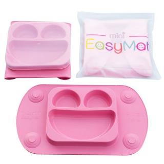 Topmark EasyTots silikonowy talerzyk trójdzielny z matą i lunchbox EasyMat Mini 2in1 PINK