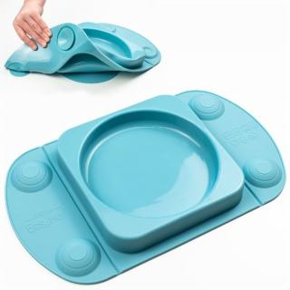 Topmark EasyTots silikonowy talerzyk z przyssawką i matą i lunchbox EasyMat Mini Max 2in1 TEAL