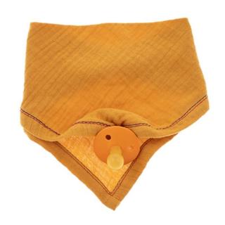 Topmark Hi Little One śliniak bandana z zawieszką na smoczek BIO bawełna Apricot