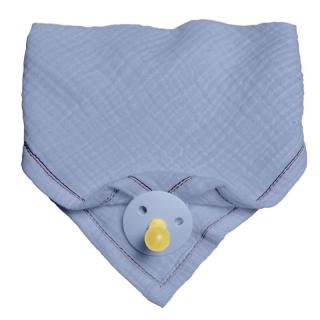 Topmark Hi Little One śliniak bandana z zawieszką na smoczek BIO bawełna Baby Blue