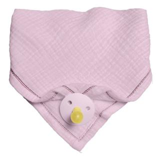 Topmark Hi Little One śliniak bandana z zawieszką na smoczek BIO bawełna Baby Pink Dark