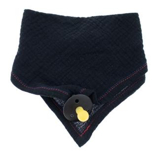 Topmark Hi Little One śliniak bandana z zawieszką na smoczek BIO bawełna Black