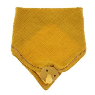 Topmark Hi Little One śliniak bandana z zawieszką na smoczek BIO bawełna Mustard