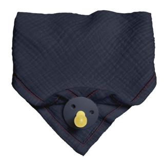 Topmark Hi Little One śliniak bandana z zawieszką na smoczek BIO bawełna Navy