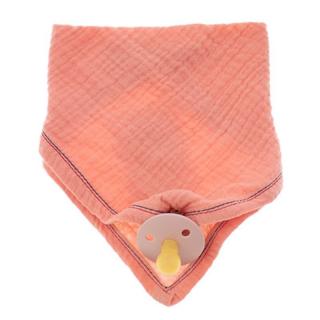 Topmark Hi Little One śliniak bandana z zawieszką na smoczek BIO bawełna Salmon