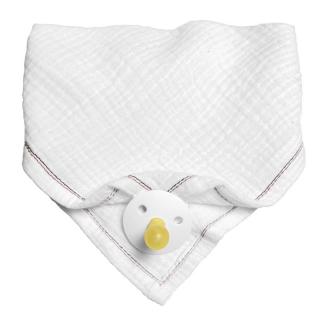 Topmark Hi Little One śliniak bandana z zawieszką na smoczek BIO bawełna White